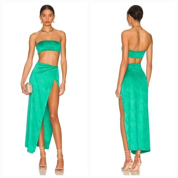 Superdown Karolyna Maxi Skirt Set in Teal Large